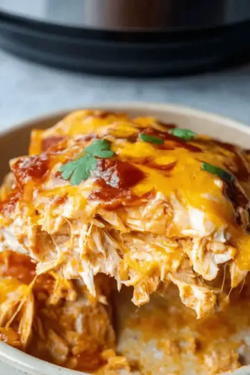 Crockpot Chicken Enchilada Casserole