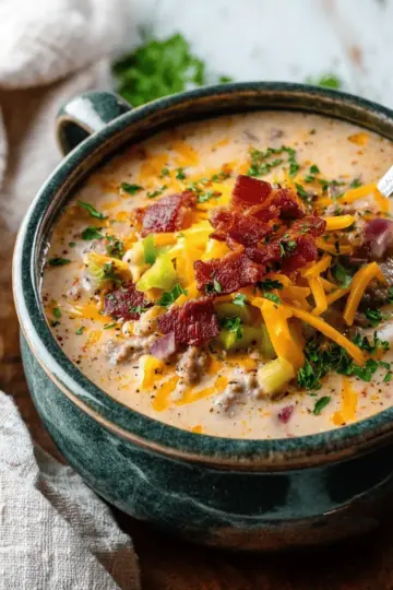 Slow Cooker Cheeseburger Soup with Bacon (Easy & Delicious)