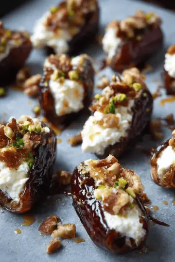 Mascarpone Stuffed Dates with Maple Drizzle