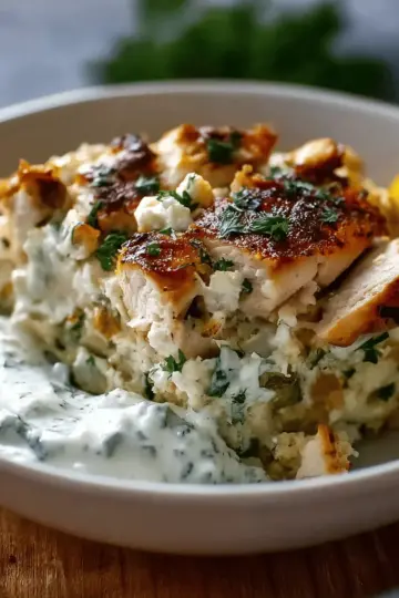 Dump-and-Bake Chicken Tzatziki Casserole