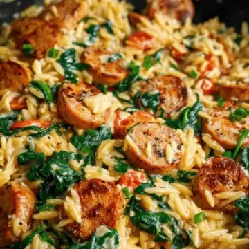 Creamy Chicken Sausage Orzo Skillet