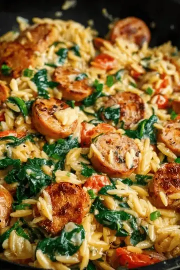 Creamy Chicken Sausage Orzo Skillet