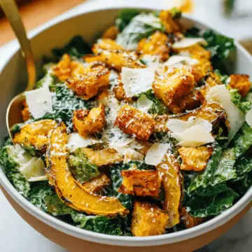 Autumn Caesar Salad with Roasted Delicata Squash Croutons