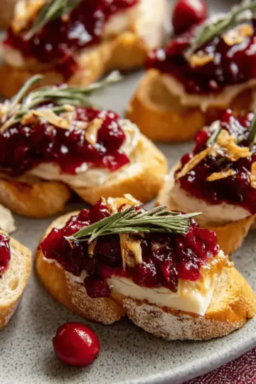 Simple Cranberry Brie Crostini