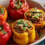 Beef and Rice Stuffed Bell Peppers