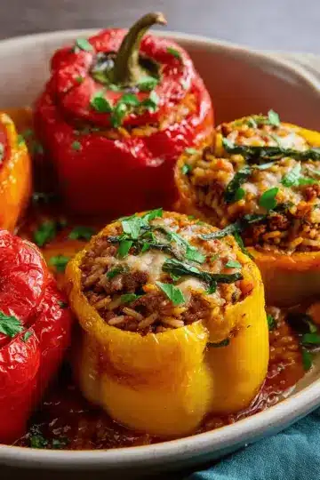 Beef and Rice Stuffed Bell Peppers