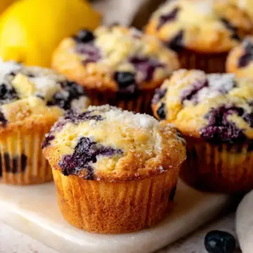 Soft & Moist Lemon Blueberry Muffins with Sour Cream