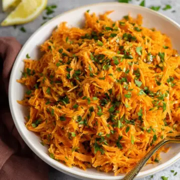 French Grated Carrot Salad with Lemon Dijon Vinaigrette