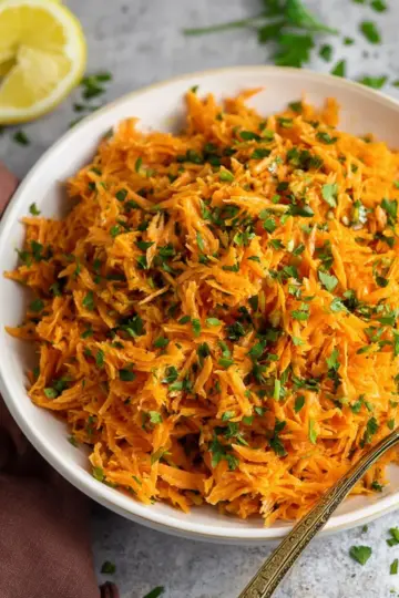 French Grated Carrot Salad with Lemon Dijon Vinaigrette