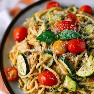 Parmesan Zucchini Tomato Chicken Spaghetti