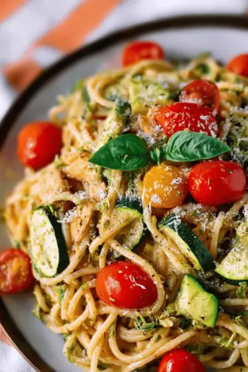 Parmesan Zucchini Tomato Chicken Spaghetti