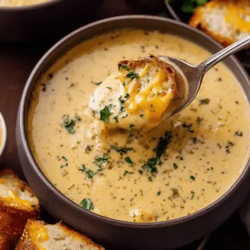 Hearty Cheddar Garlic Herb Potato Soup