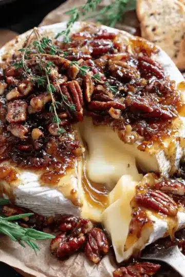 Baked Brie Recipe with Fig Jam, Pecans and Rosemary