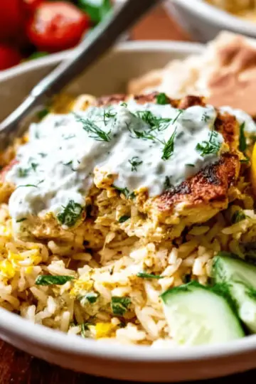 Dump-and-Bake Chicken Tzatziki with Rice