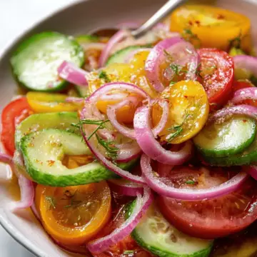 Cucumber and Heirloom Tomato Salad with Red Onions