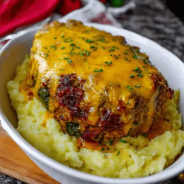 Meatloaf with Mashed Potatoes and Cheese