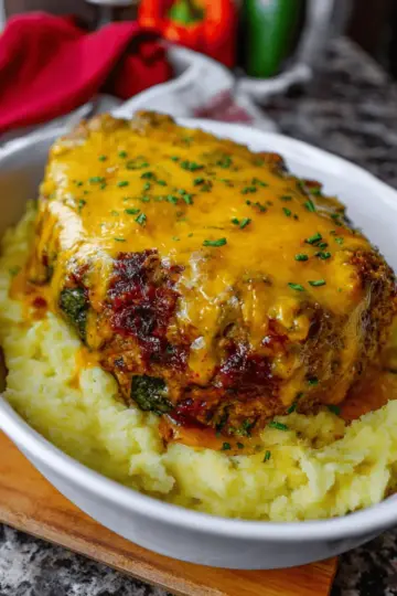 Meatloaf with Mashed Potatoes and Cheese