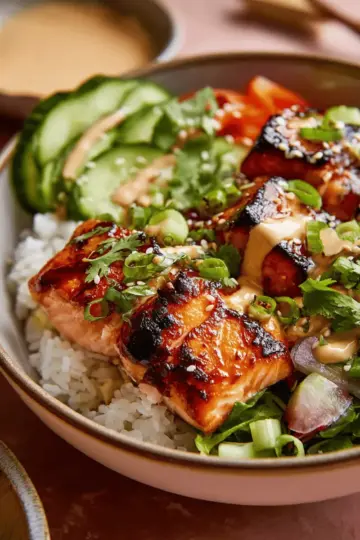 Honey Glazed Salmon Bowls