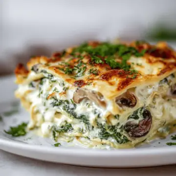 Creamy Spinach and Mushroom Lasagna