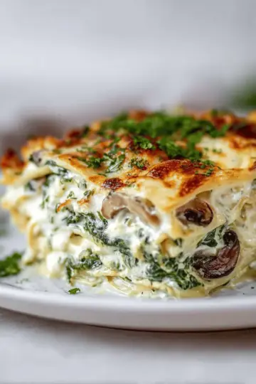 Creamy Spinach and Mushroom Lasagna