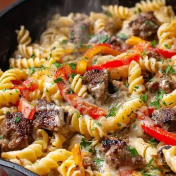 Recipe: Philly Cheesesteak Pasta Skillet