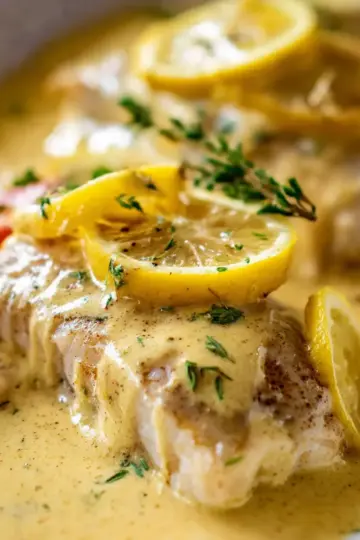 Baked Fish with Lemon Cream Sauce