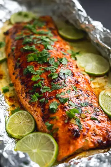 Baked Honey Cilantro Lime Salmon in Foil