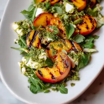 Grilled Peach Salad & Mint Pesto