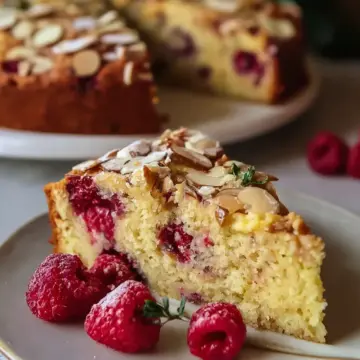 Raspberry-Ricotta Cake with White Chocolate and Almonds