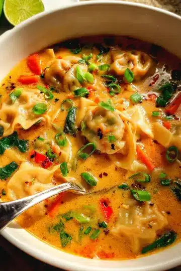 Thai Red Curry Potsticker Soup