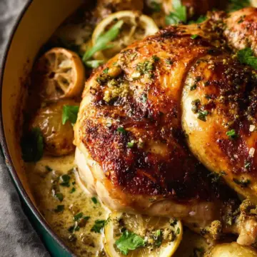 Creamy Lemon and Herb Pot Roasted Chicken
