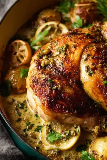 Creamy Lemon and Herb Pot Roasted Chicken