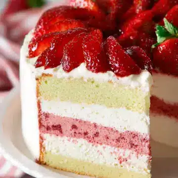 Strawberries and Cream Cheesecake Cake