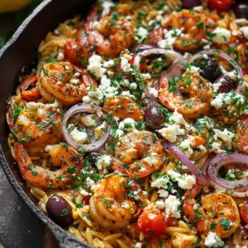 Greek Shrimp with Orzo and Feta (One-Pan, 30-Minute Meal)