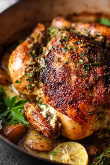 Creamy Lemon and Herb Pot Roasted Chicken