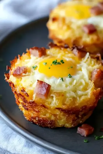 Hash Brown Ham and Cheese Egg Cups