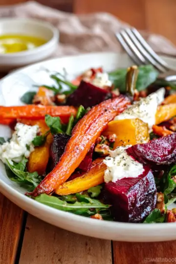 Roasted Beets and Carrots Salad with Burrata