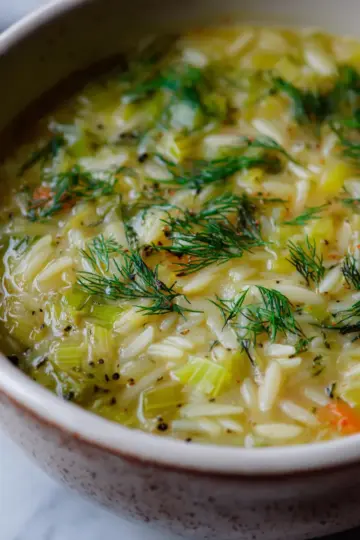 Orzo, Leek and Dill Soup