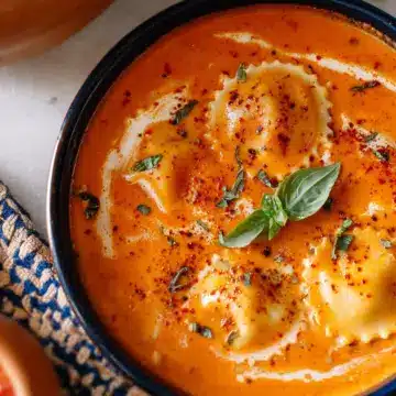 Roasted Red Pepper Ravioli Soup