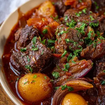Stifado: Greek Beef Stew with Shallots